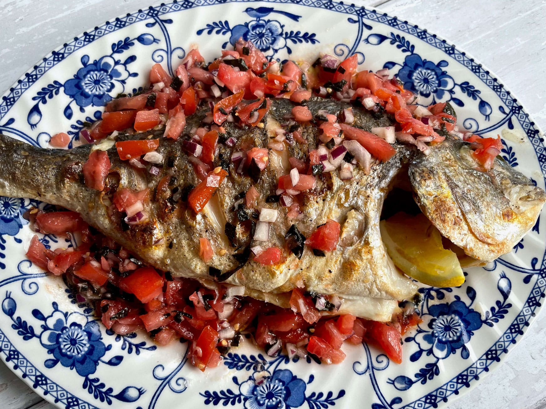 Grilled Bream with Tomato and Seaweed Salsa