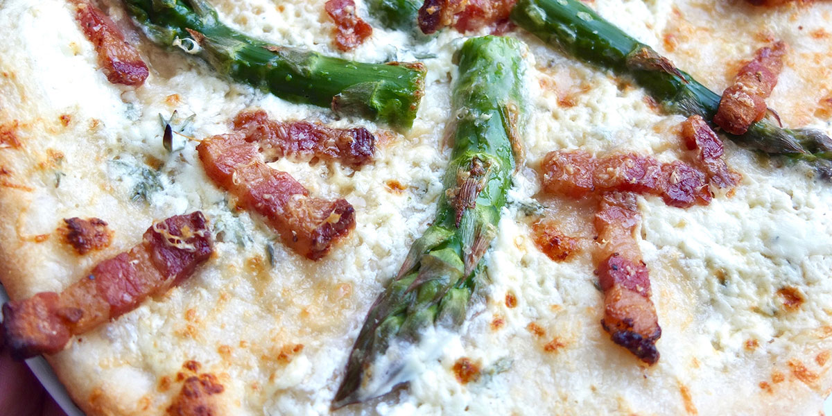 Asparagus, Pancetta and Parmesan Pizza