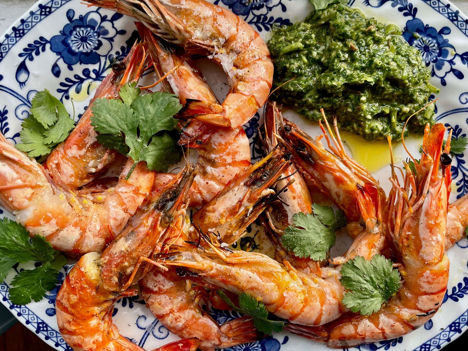 Grilled Prawns with Mojo Verde